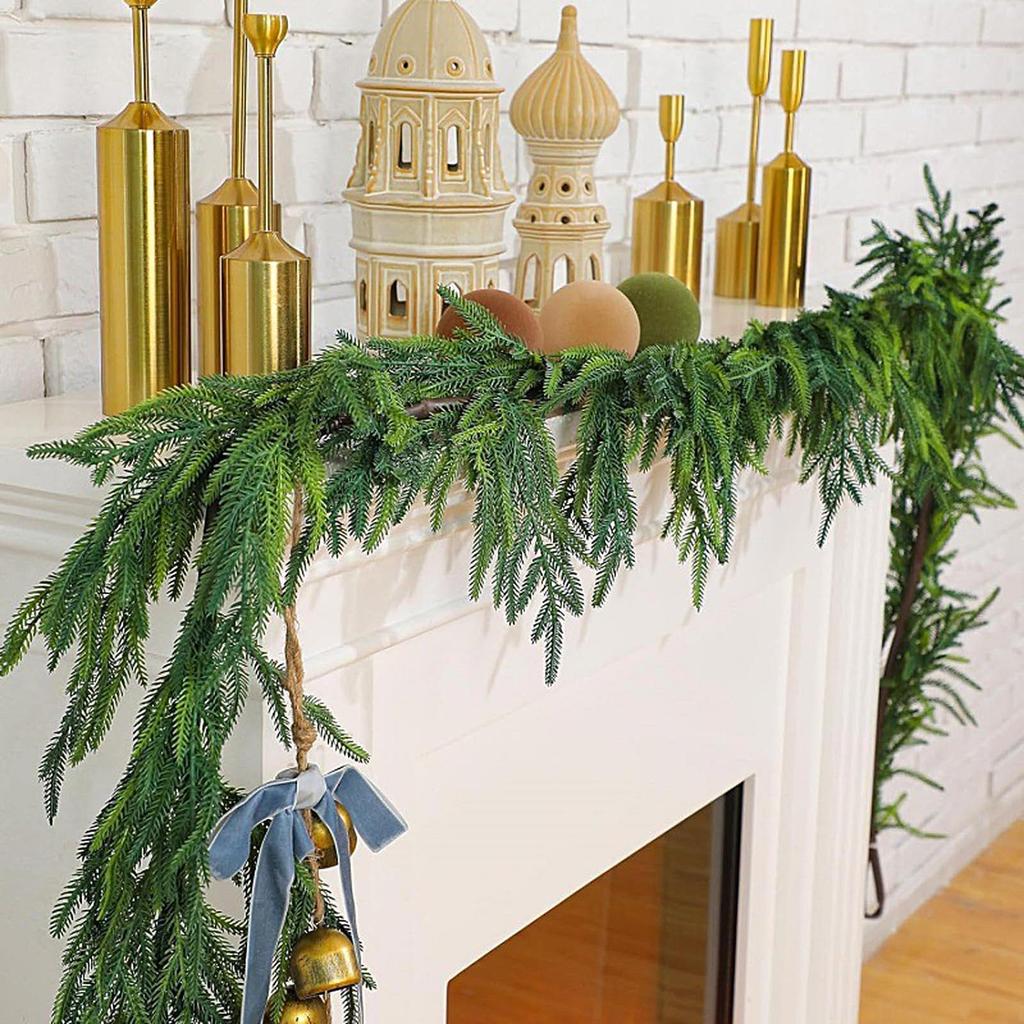 2025 Christmas Artificial Greenery Garland Christmas Olive Vines Pine Dense Garland for Xmas Fireplace Home Decoration