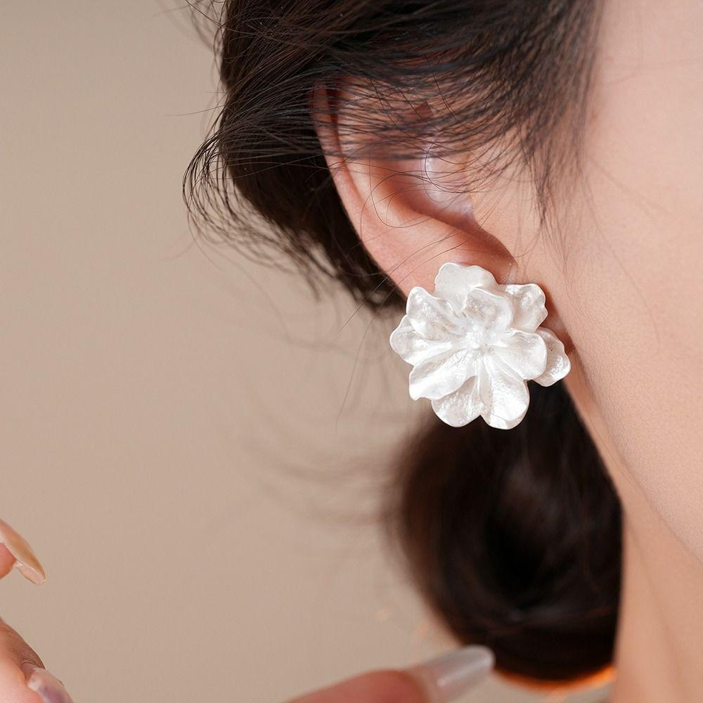10pcs/Set High-end Artificial Pearls Earrings White Flower Flower Stud Earrings  For Women Girls