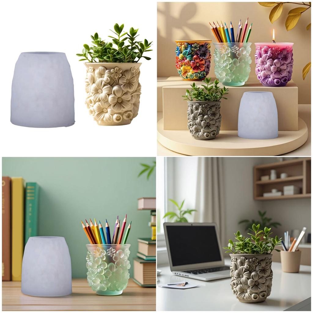 Food Grade Silicone Floral Planter Mold For Resin Crafts And DIY Home Accessories Aromatherapy Candle Cup Vase Mold