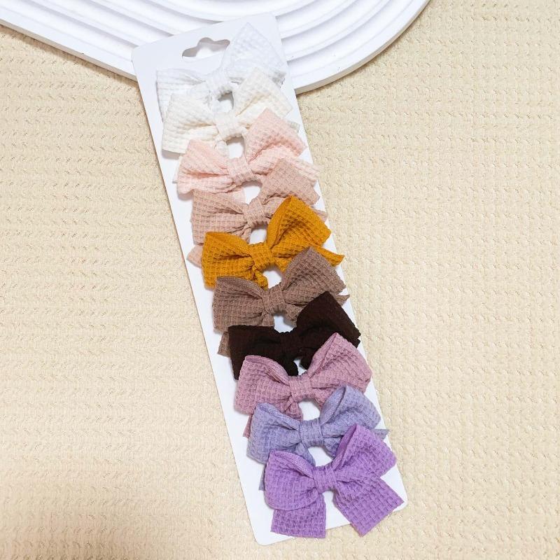 6/10Pcs Sweet Cute Solid Ribbon Bowknot Hair Clips for Baby Girls Handmade Bows Hairpins Barrettes Headwear Kids Hair Accessories