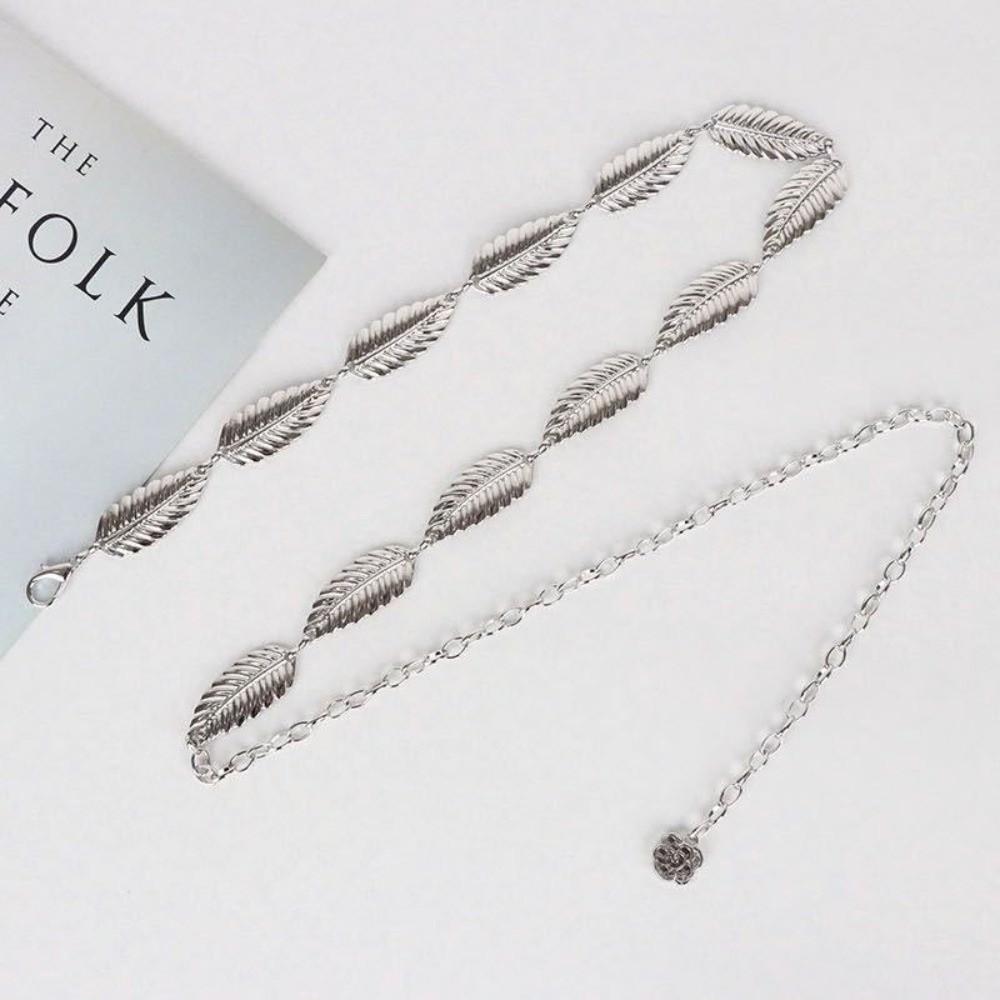 Boho Chic Dress Waist Chain Vintage Body Chain Versatile Metal Leaf Belt  Women's Fashion Accessory