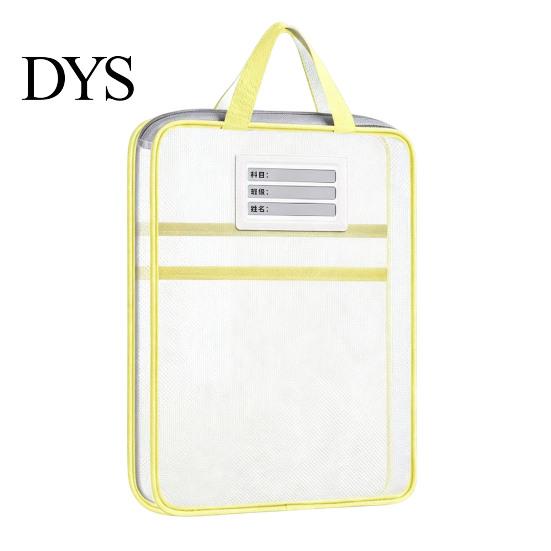 Durable Nylon Mesh Pockets Transparent Document Bag, Portable Lightweight File Organizer with Zipper School Stationery Organizers And Strap,