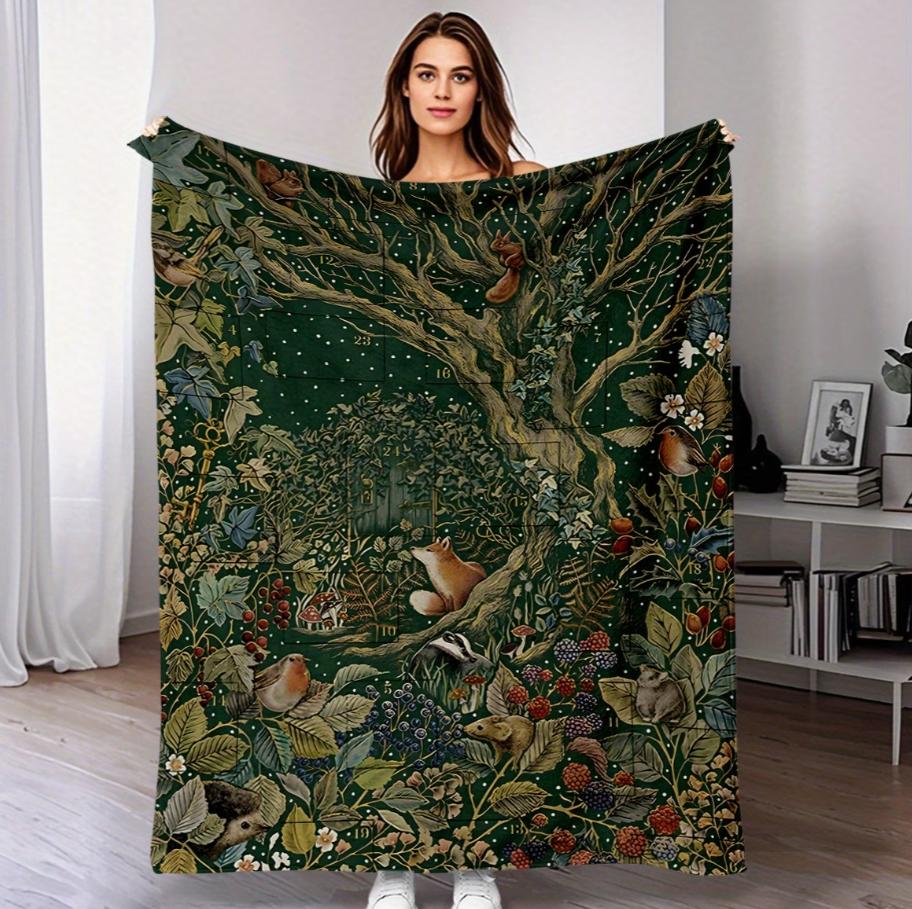 Cozy and Soft Fleece Throw Blanket Featuring Adorable Cats and A Floral Sofa Bed or In The Living Room It'S Warm and Comfortable