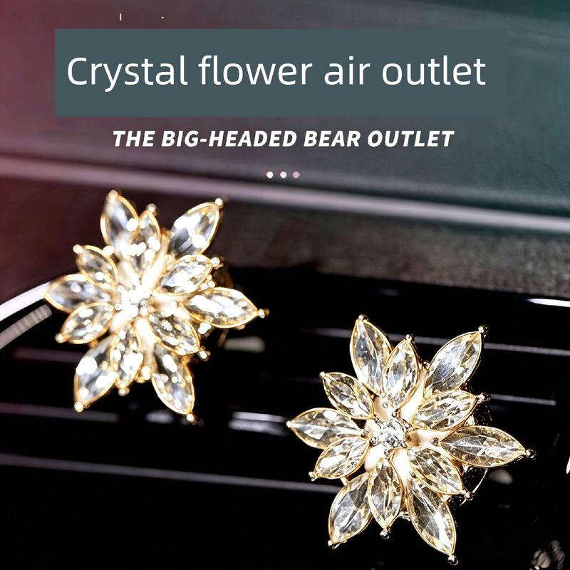 

Car Aromatherapy 2024 New Arrival High-Grade Crystal Snowflake Car Air Outlet Fragrant Stone Decorative Car Decoration Female Crystal White (Gold Trim) - Premium Set of 2