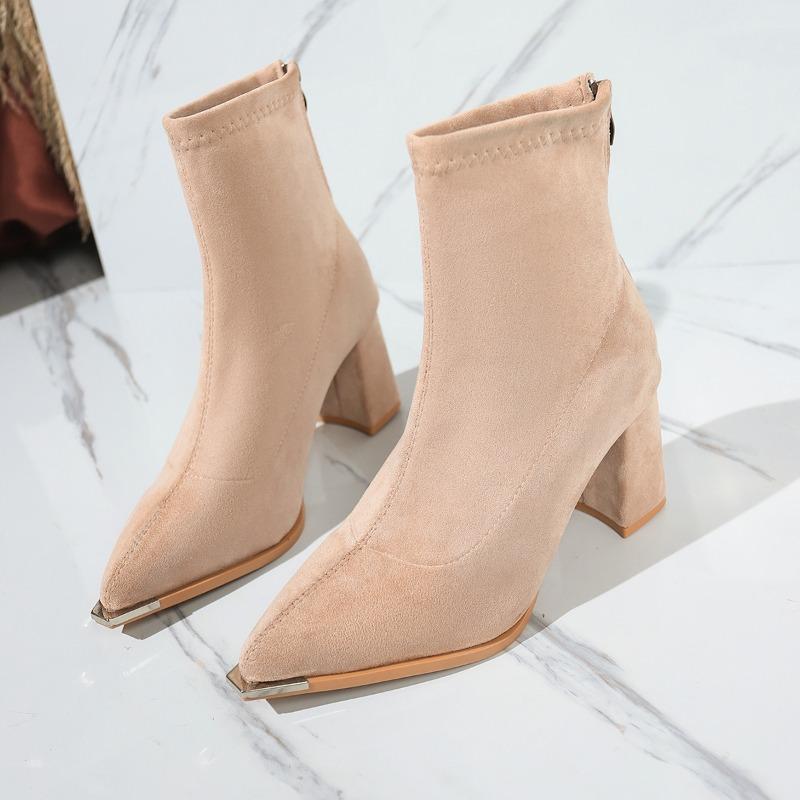 

Autumn Winter Pointed Toe Stretch Slim Women Ankle Boots Fashion Sexy Pointed Toe Stripper Party Short Booties Zapatos De Mujes 42