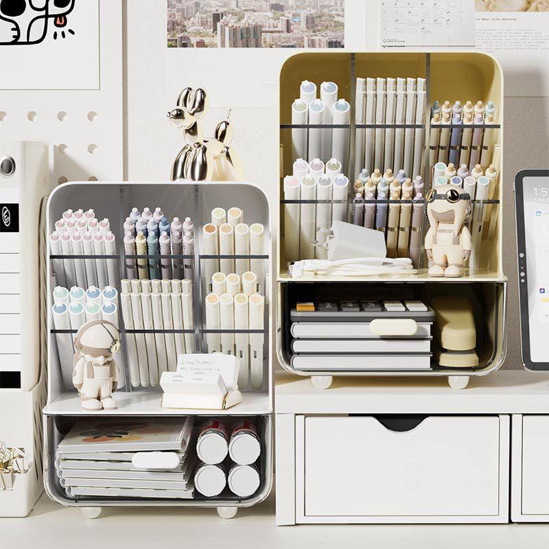Многофункциональный органайзер для стола с наклонным слотом и многоярусными отделениями для канцелярских принадлежностей и аксессуаров белый 1909₽