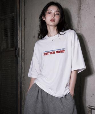 BATTRACT Slogan Season Oversized Short Sleeve T-Shirt [White]