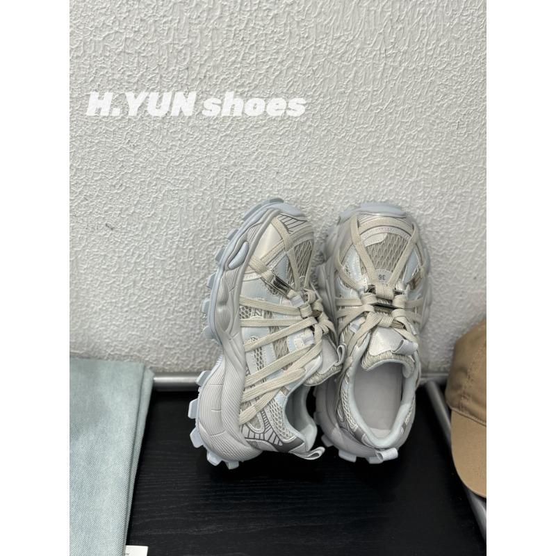 Leather platform strap mesh breathable dad shoes women's spring niche fashion sneakers