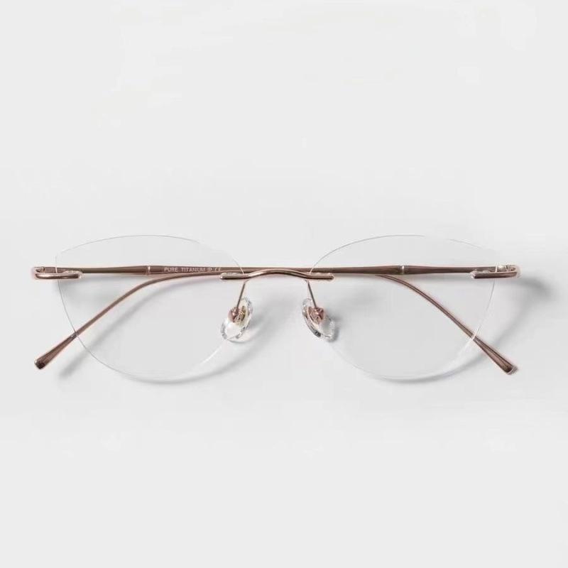 Black anti-blue light box rimless myopia glasses flat glasses light metal frame male pure desire super year frame