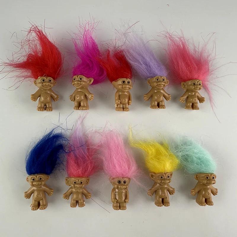 5/10Pcs Mini Trolls Dolls Anime Action Figure Colorful Hair Family Members Models Collection Kids Toys Gift Nostalgic