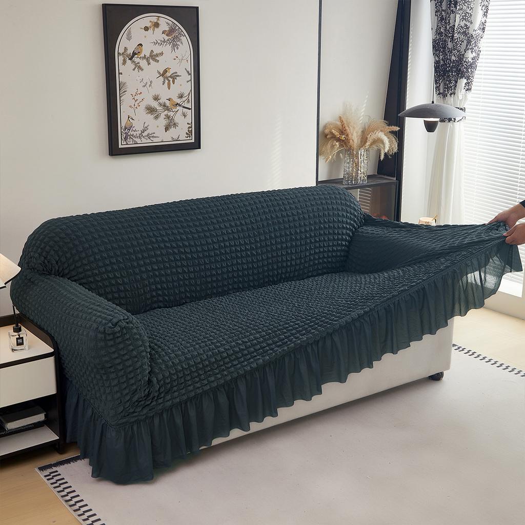 1Pc Seersucker Sofa Covers Living Room Solid Color Stretch Sofa Slipcover Thick Anti-Dirty Home Cushion Cover Home Decorative