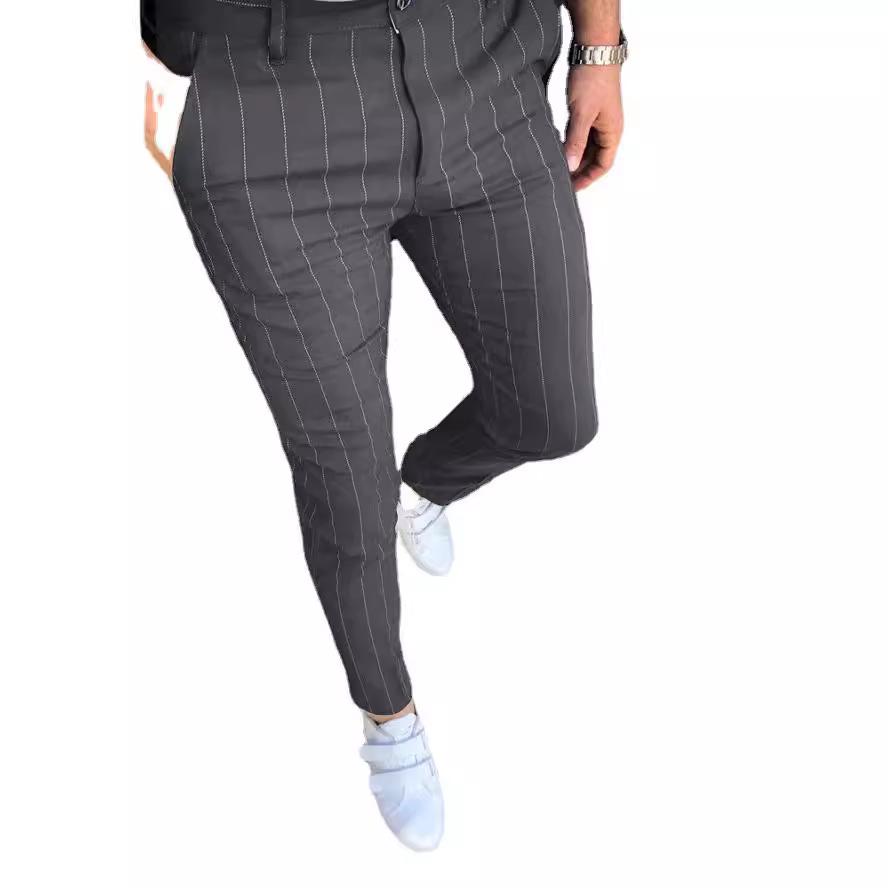 Pantalones de Vestir de Rayas para Hombre 2025 de Corte Slim con Estampado Digital