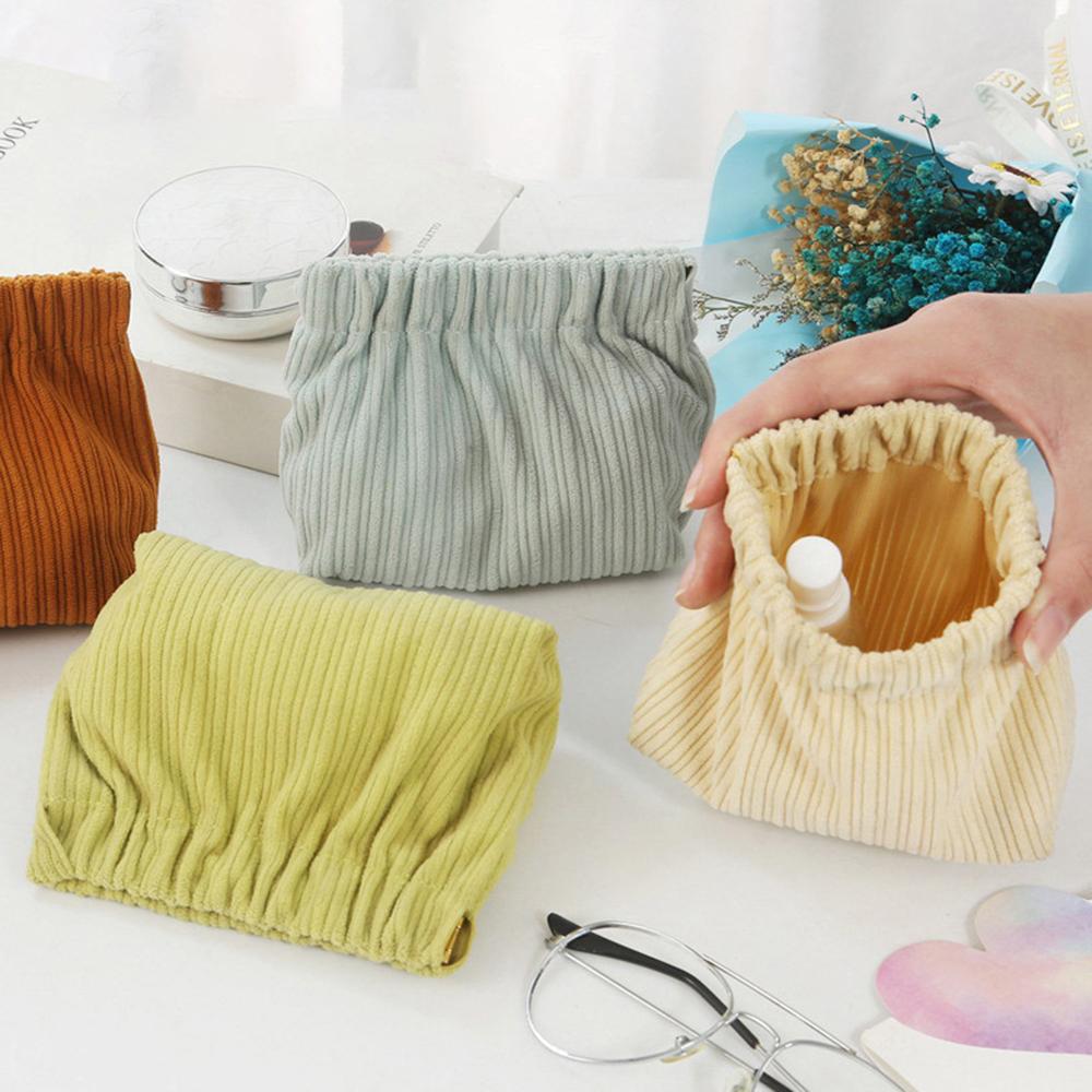 1PC Corduroy Clover Storage Bag Handheld Bag Bullet Storage Bag Lipstick Cosmetics Storage Bag Convenient Mini Wallet