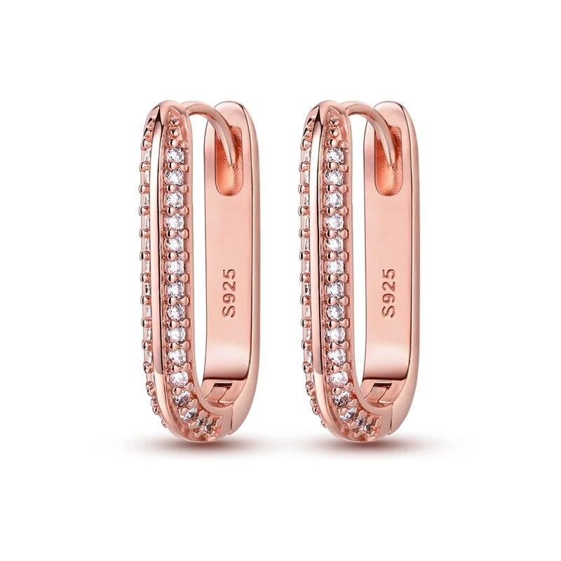NEW 925 Silver Heart Hoop Earrings Inlaid Zircon CZ Infinity Love Golden Earrings For Women Wedding Gift Luxury Jewelry