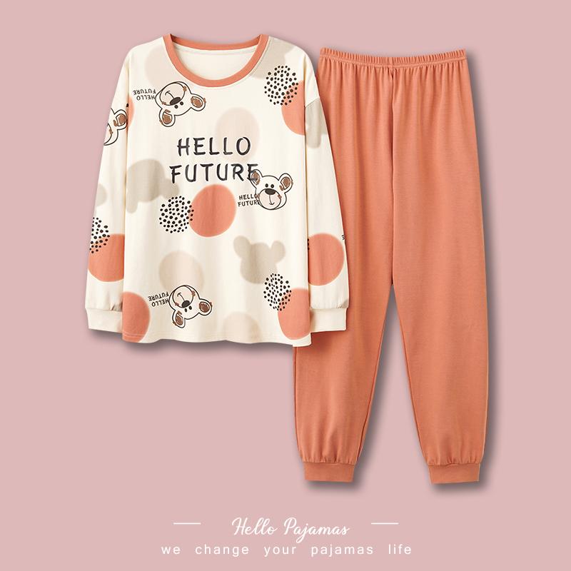 

Женский комплект домашней одежды из чистого хлопка с длинными рукавами, пижама