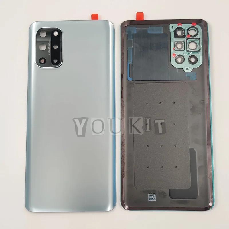 

Стеклянная задняя крышка для OnePlus 8T, жесткая крышка батарейного отсека, задняя панель корпуса с клейким логотипом для объектива камеры Lunar Silver