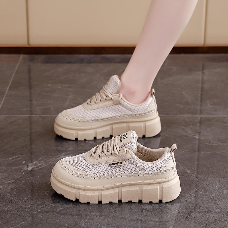 Spring mesh breathable outdoor board shoes women's thick sole lightweight simple casual shoes versatile sports running shoes