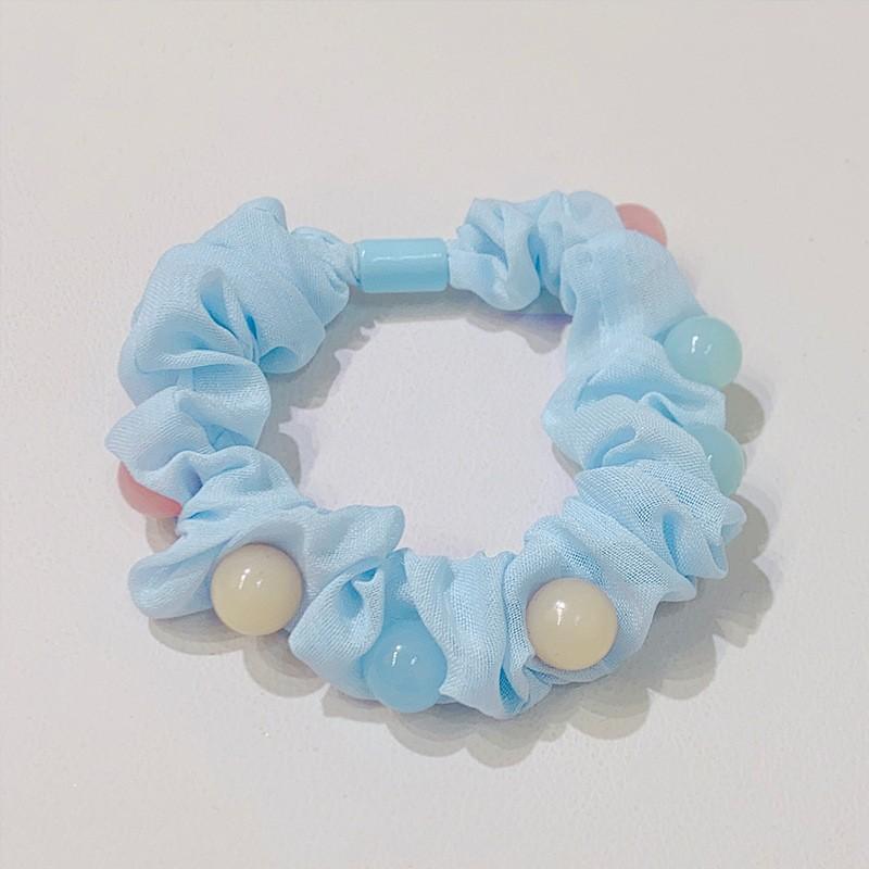 Sweet Candy Color Beads Hair Ropes Fashion Cloth Hair Rings Scrunchies Headwear For Girls Hair Accessories Children Rubber Bands