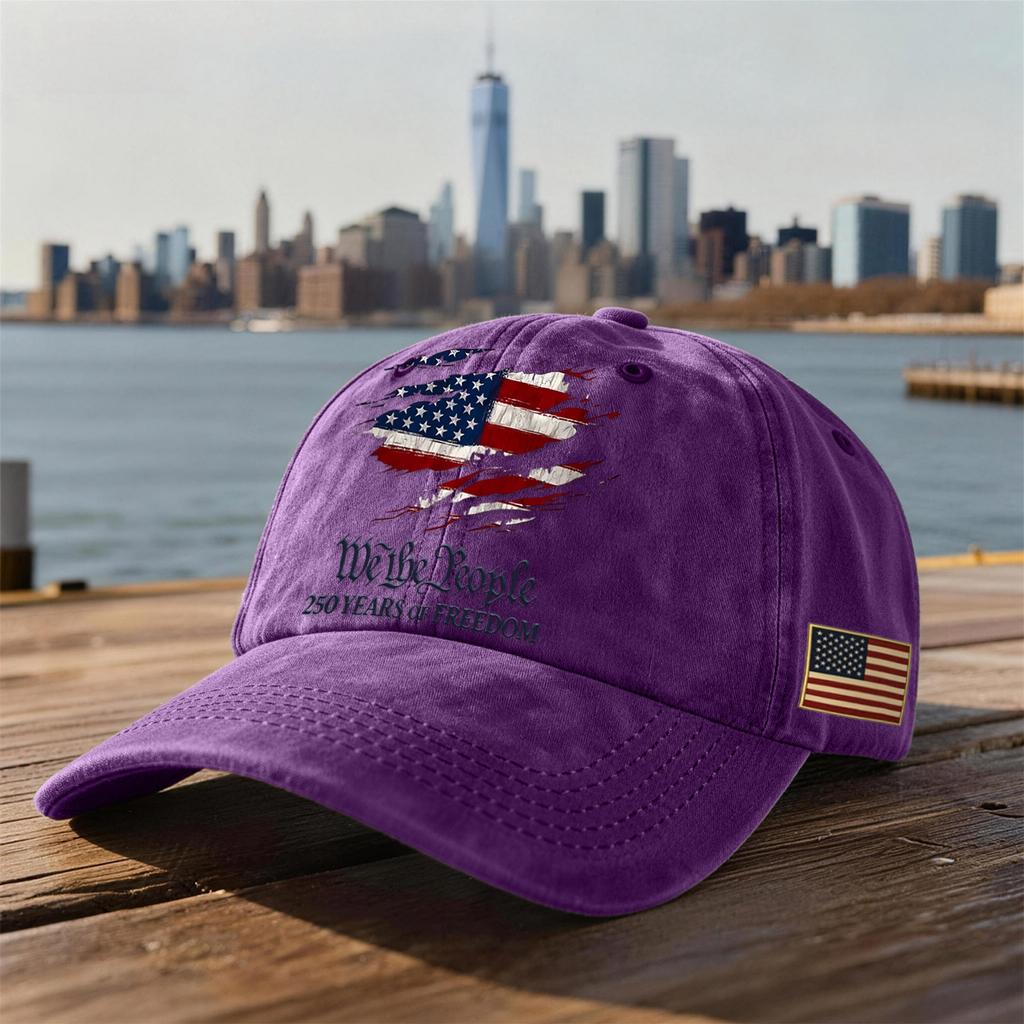Unisex USA 250th Anniversary Printed Distressed Washed Baseball Cap | Patriotic Vintage Hat For Celebrations