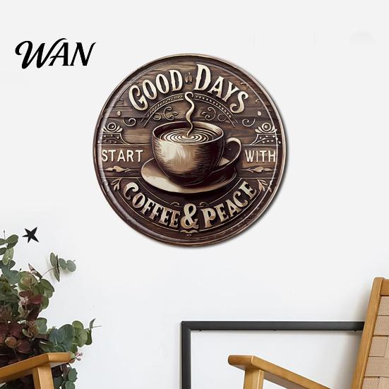 Outdoor Wall Decor Round Art Sign Retro Style Metal Welcome Rustic Patio for Front Door Bedroom Bathroom Bar Decoration Weatherproof