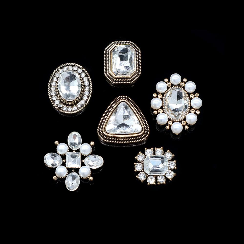 Xiaoxiangfeng Retro Old Series Alloy Jewelry Pearl Diamond Hole Shoes Diy Flat Bottom Buckle Mobile Phone Case Accessories
