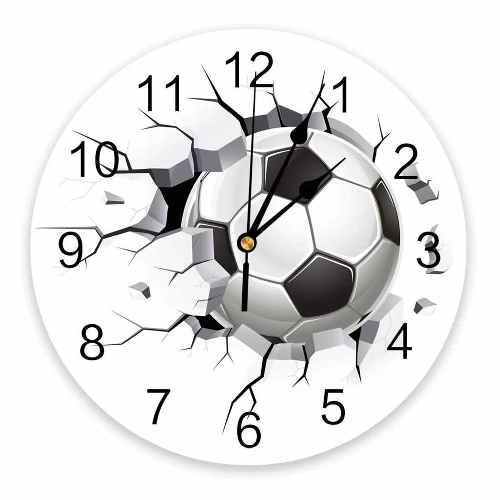 Sky Grass Football Clock Living Room Home Decor Large Round Wall Clock Mute Quartz Table Clock Bedroom Decoration Wall WatG6A9Q7
