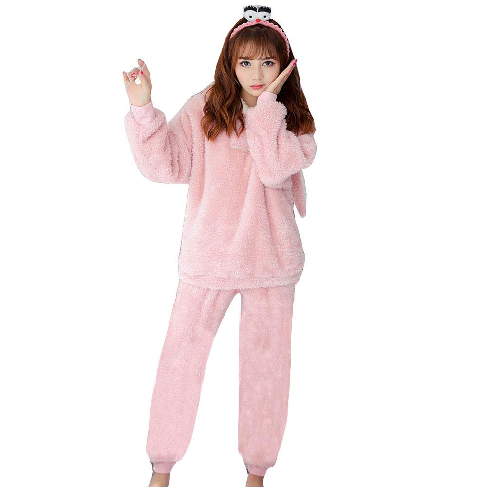 SYitong Long Sleeve Loungewear Cute Bear Fluffy Flannel Warm and Perfect for and Cute Rabbit Print Soft and Comfortable Size Women's Set, Design,