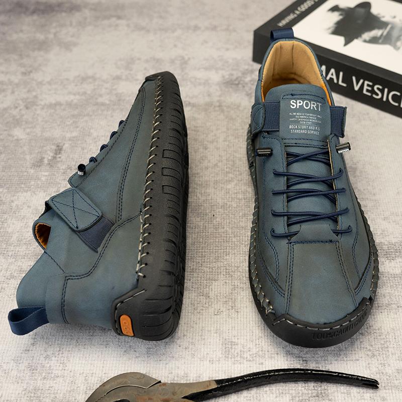Fashion New Handmade Leather Men Shoes Casual Slip On Loafers Breathable Leather Shoes Men Flats Fashion Moccasins Tooling Shoes