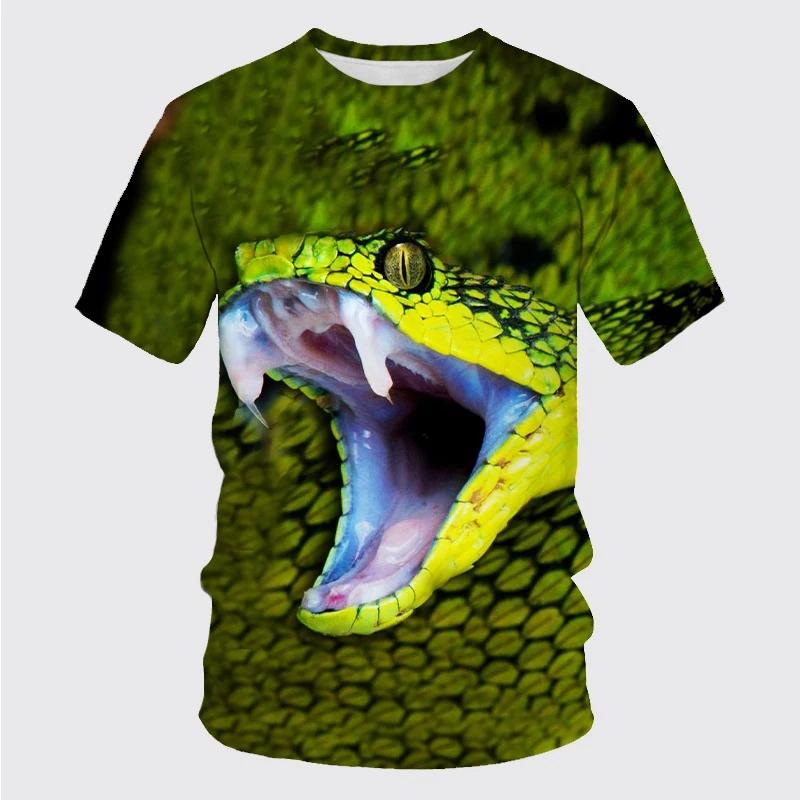 Summer Cool and Breathable Animal Snake Pattern Men's T-shirt Fashion Casual Cool Street Fashion Harajuku Round Neck Short Sleeved T-shirts