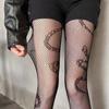 Jarní/Letní Síťované Punčochy s Hadím Vzorem - Retro Žakárové Černé Lingerie Punčochové Kalhoty