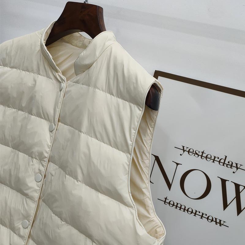 Γυναικείο Ελαφρύ Μπουφάν Πουπουλένιο 2025: Ζεστό, Αμάνικο, Όρθιος Γιακάς, Μοντέρνο Πουπουλένιο Πάπιας για Φθινόπωρο/Χειμώνα.