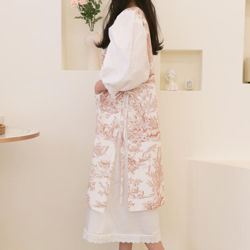 Хлопковый льняной фартук-туника с круглым вырезом (U-образный) single color