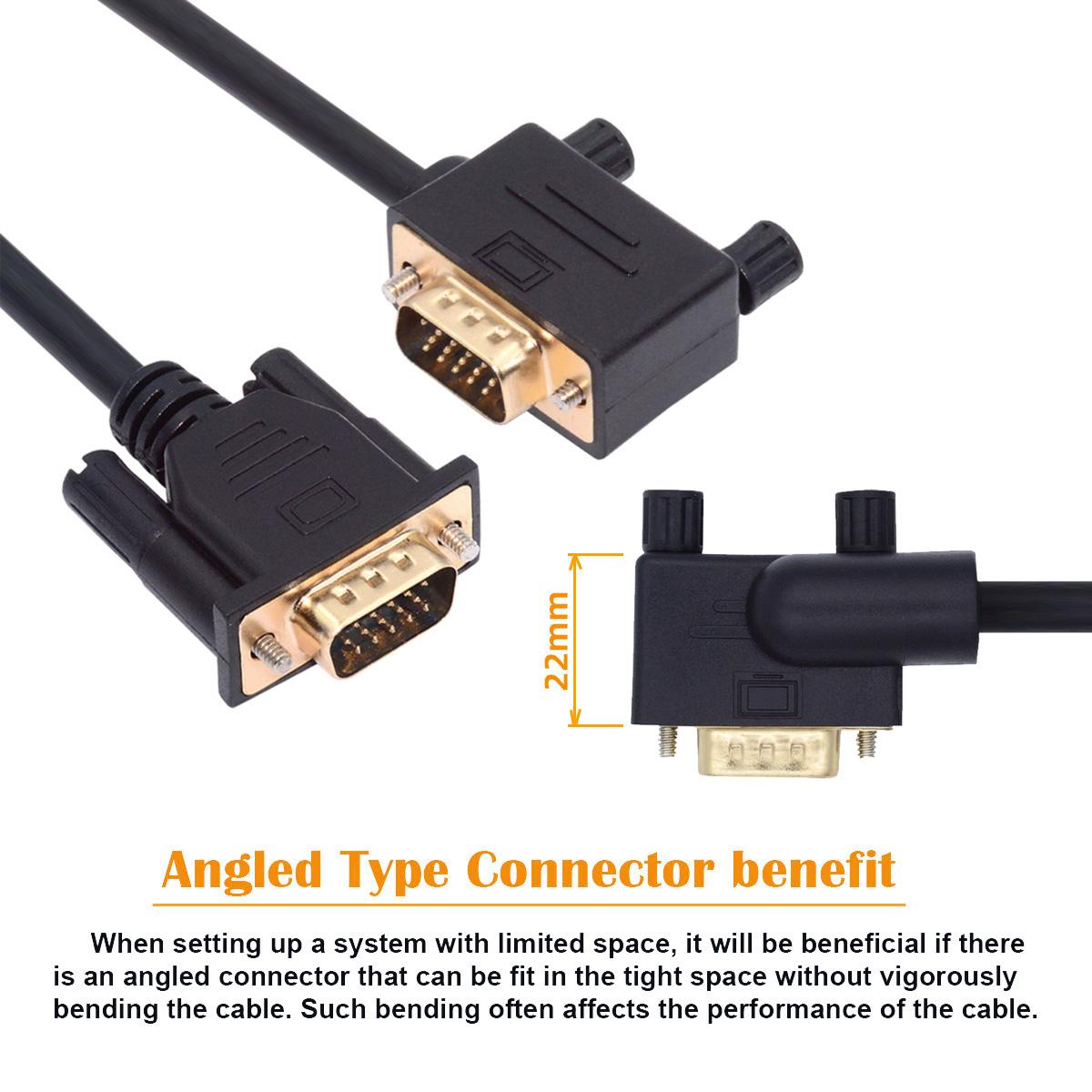 

DB-007-LE-1.0M 3COAX+6C 90 Degree Left Angled VGA RGB Male to Straight Male Extension Cable As Shown A