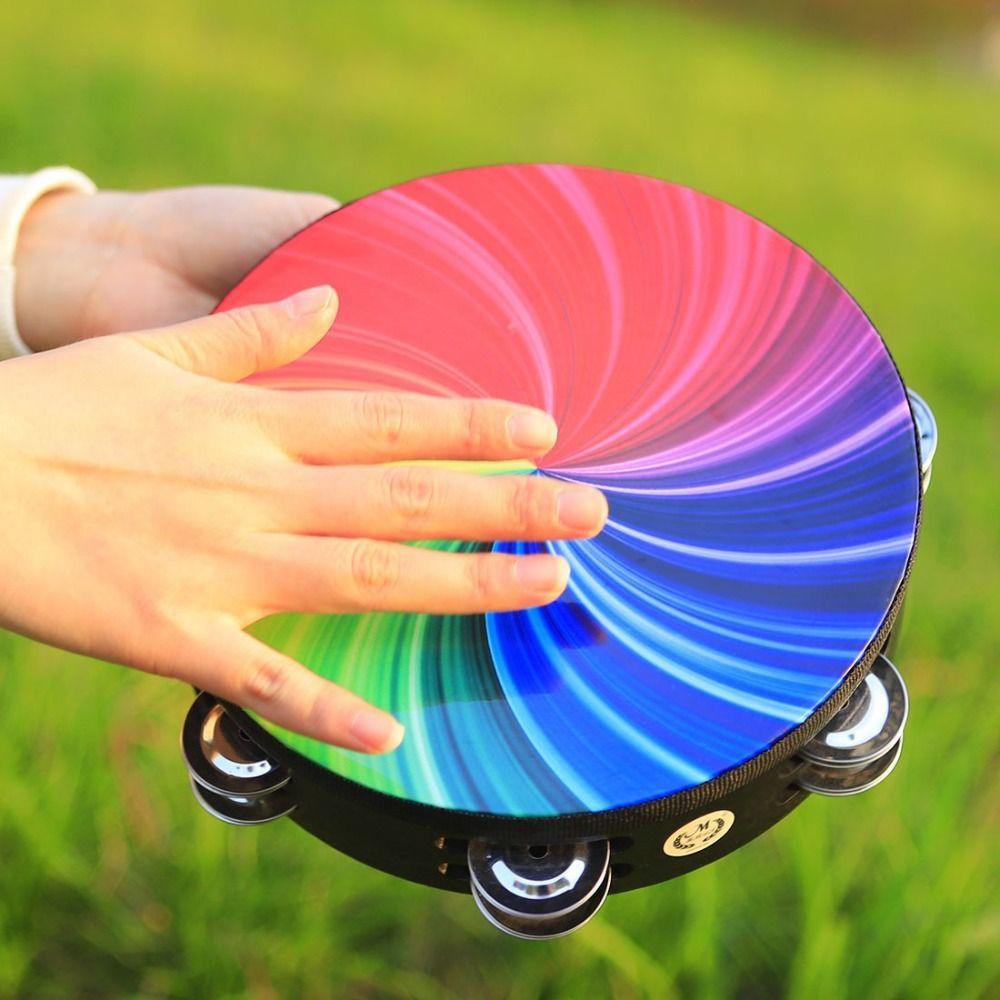 Dazzling Colour Hand Drum Double Row Jingles Kids Drum Musical Instrument Toy  Create