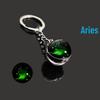 Luminous Zodiac Keychain: Twelve Constellations with Taurus & Aquarius Gem Pendants