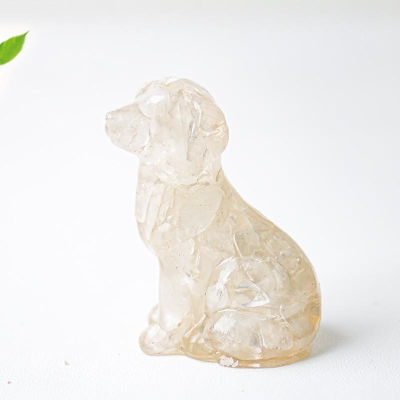 

Resin Sitting Dog Ornament With Natural Quartz For Desk Home And Office Decor Style A