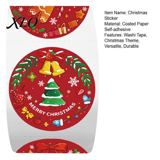 Christmas Gift Tag Stickers Roll Stickers, 8 Festive Patterns Print, Round Holiday Envelope Packaging Seals Seals, Decorative Coated Paper for