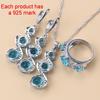 Mark  Wedding Dress Costume Bridal-Bridesmaid Jewelry Blue Stone Earrings And Ring Women Necklace Set Free Gift Box