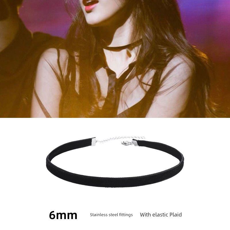 

Чокер Стерлинговое Серебро Черный Женские Шейные Аксессуары Подвеска Black Classic 6mm (with elastic)