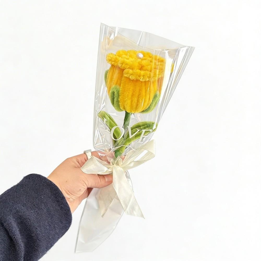 

Handmade Crochet Rose Bouquet Valentine s Day Birthday Gift Home Decoration Rose Flower Long-lasting Artificial Flower Bouquet жёлтый