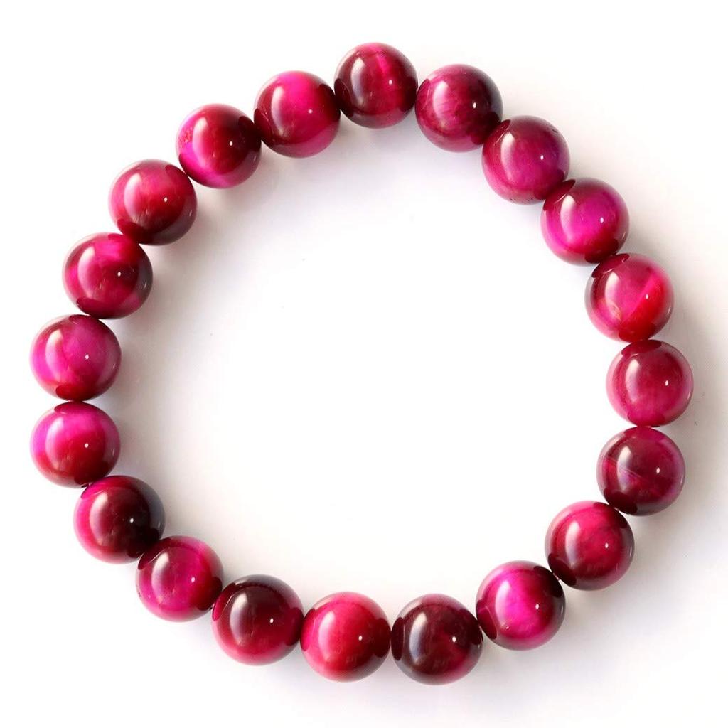 Pink Tiger Eye Tiger Eye Natural Power Inner [GOLD STONE] Bracelet, 10mm, Stone, Stone, Stone, Circumference Approx. 17.5cm