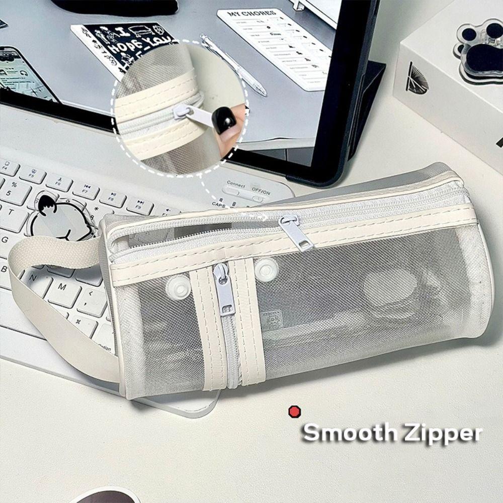 Mesh Pen Bag Pen Holde Type Portable Pencil Case Large Capacity Back To School Gift Stationery Storage Bag School Office