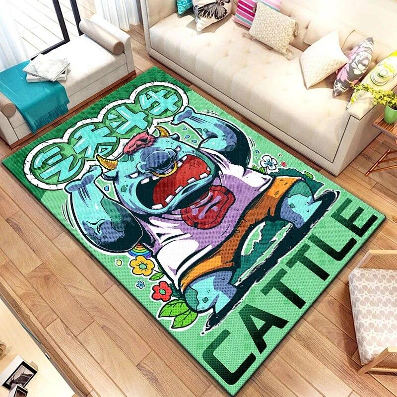 Zwölf chinesische Sternzeichen-Tiere malen Teppich für Wohnzimmer, großer Teppich, schwarzer weicher Teppich, Heimdekoration, Matten, Boho-Teppiche