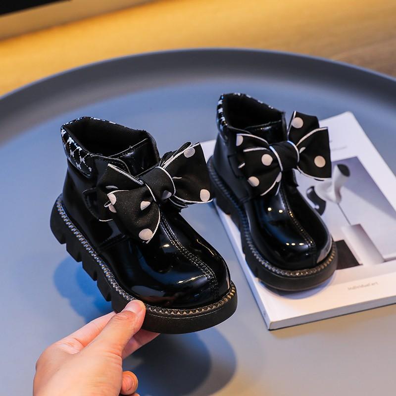 Girls Children's Boots Butterfly Knot Princess Boots 2024 Autumn/Winter New Baby Anti Slip Comfortable Waterproof Short Boots