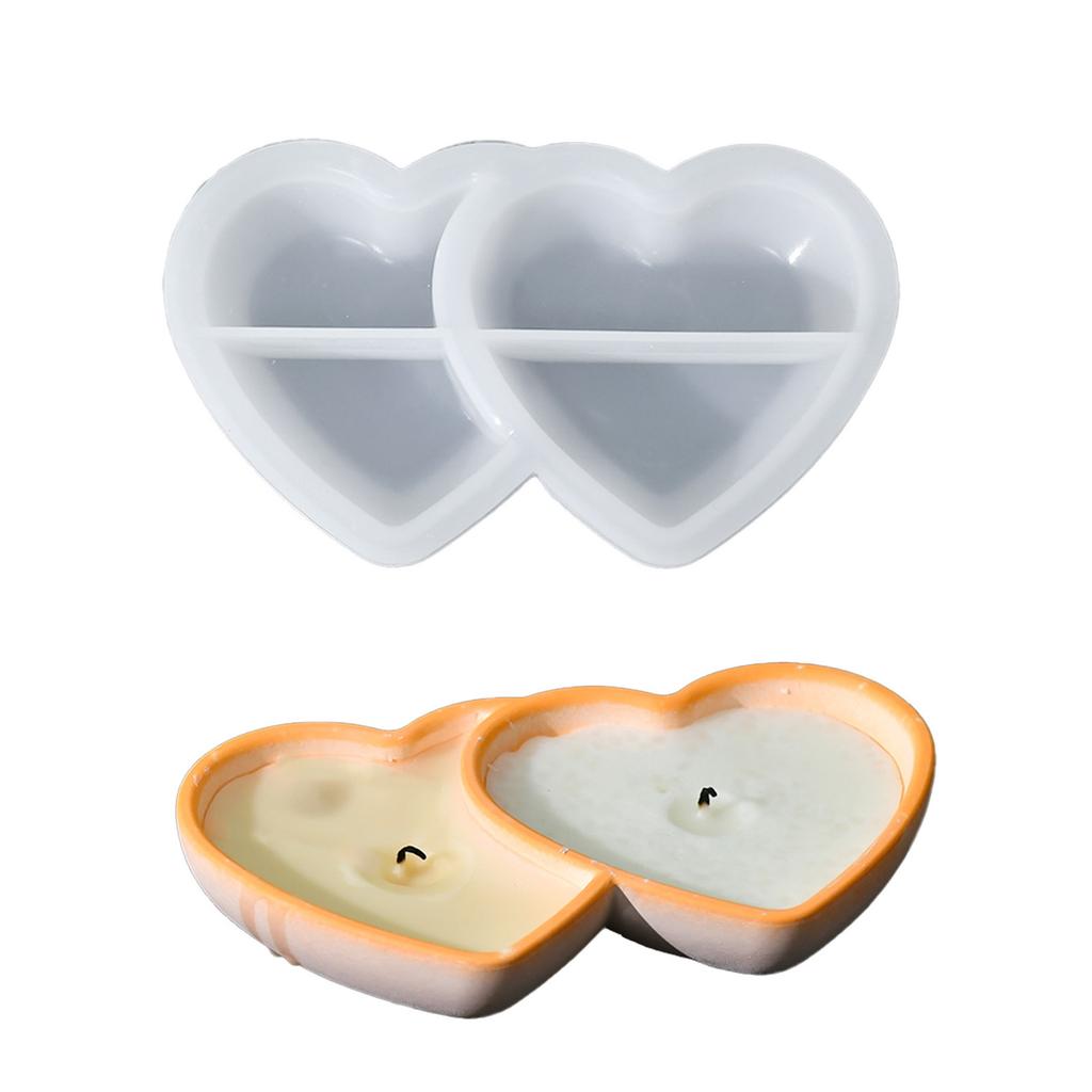 Candlestick Silicone Mold Candle Cup Molds Double Heart Candle Holder Mould Aromatherapys Container Decorations Moulds