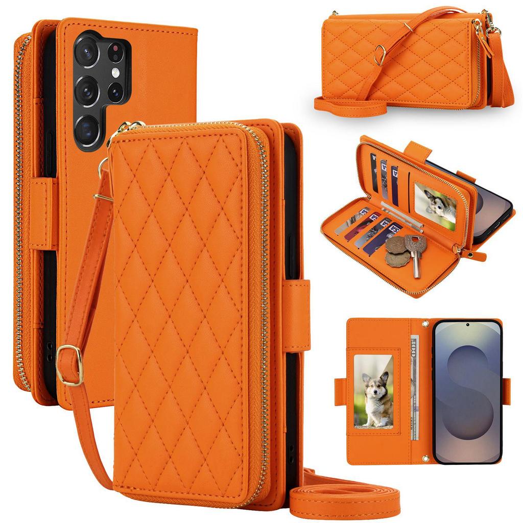 Samsung A27/S26 Ultra Luxury Crossbody Diamond Pattern Wallet Flip Leather Case with Card Slots