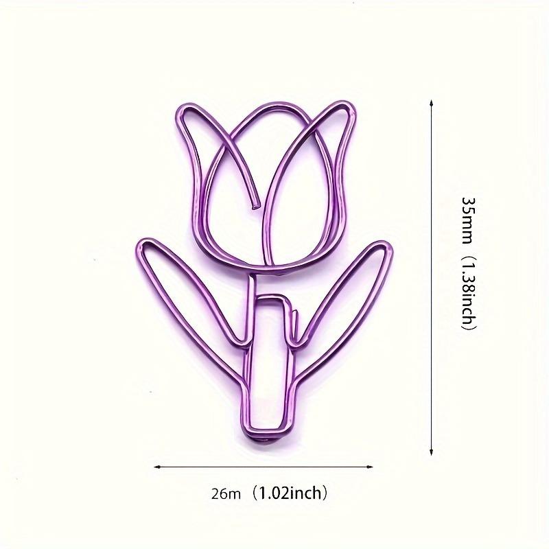 40 ks Tulipánové kancelářské sponky Květinové kreativní kreslené roztomilé kancelářské kancelářské sponky ve tvaru kovové kancelářské sponky