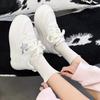 Star Board Shoes Women's Spring New Leather Breathable Comfortable Non-slip Heightening Thick-soled White Shoes