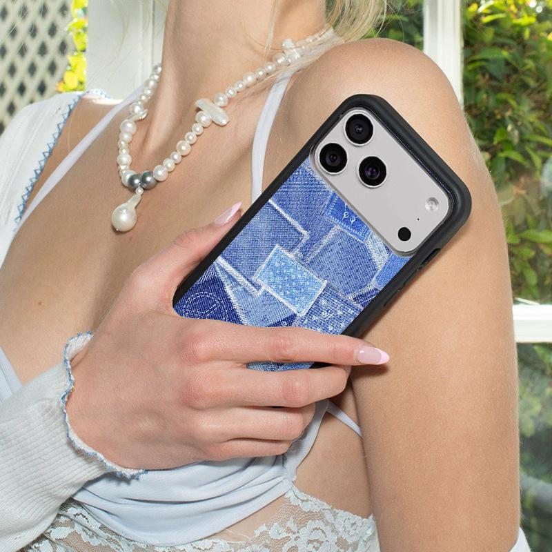 WildFlow Blue Denim Phone Case for iPhone 17/16 Pro Max/15 Plus - Protective Cover