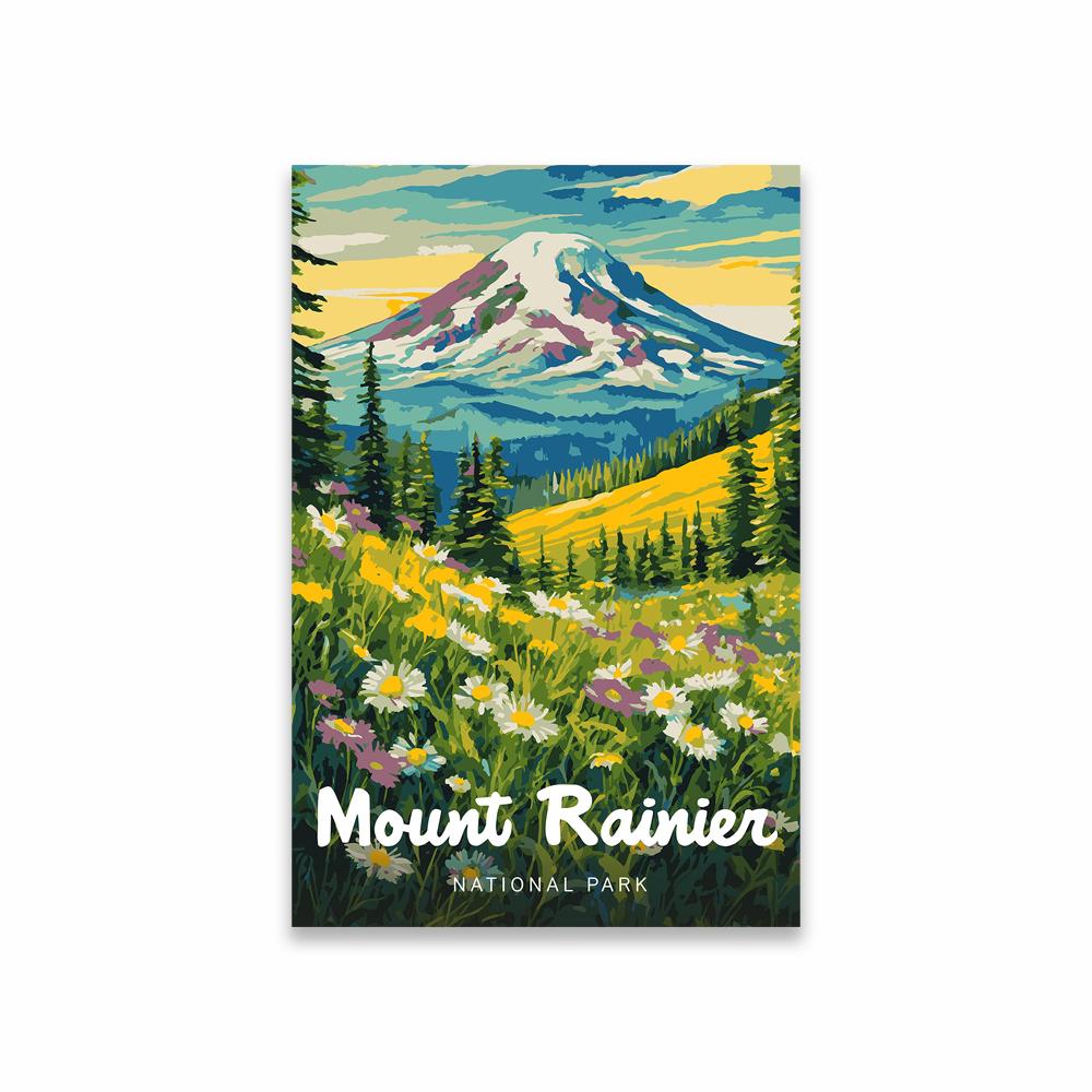North Cascades National Park Poster Vintage Style Travel Washington USA Art Print Mount Rainier National Park Canvas Painting 21X30CMNo Framed